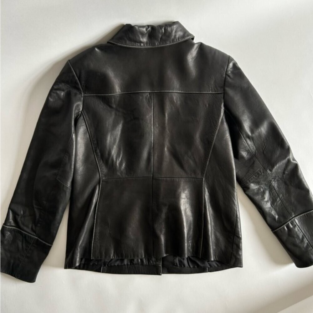 Vintage Anne Klein Genuine Black Leather Jacket - Picture 13 of 16